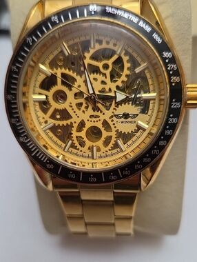 T-Winner Men's Gold Skeleton Automatic Watch